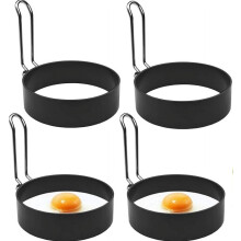 Non-stick Round Stainless Steel Egg & Pancake Rings, (4 Count)