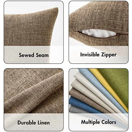 Lot de 2 housses de coussin effet lin 2