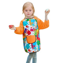 Kids Art Smock with Pocket, Tie-Dye Print, Long Sleeve, Round Neck – Orange, 9-12 Years, Compatible with Drawing & Painting