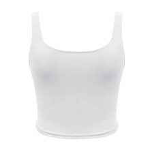 Hvit ermeløs dametanktopp, polyester med stropper og O-hals, dobbeltlags crop-topp for sommer, trening og fritid – kompatibel med treningsstudio