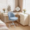 Home Office Chair Teddy Velvet Blue Mid-Back Adjustable 1