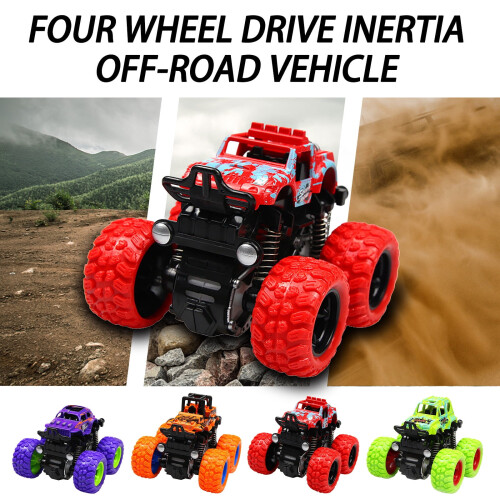 Κόκκινο παιχνίδι Monster Truck – Αυτοκίνητο ακροβατικής μηχανής Push & Go με τριβή για 2