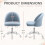 Home Office Chair Teddy Velvet Blue Mid-Back Adjustable 4