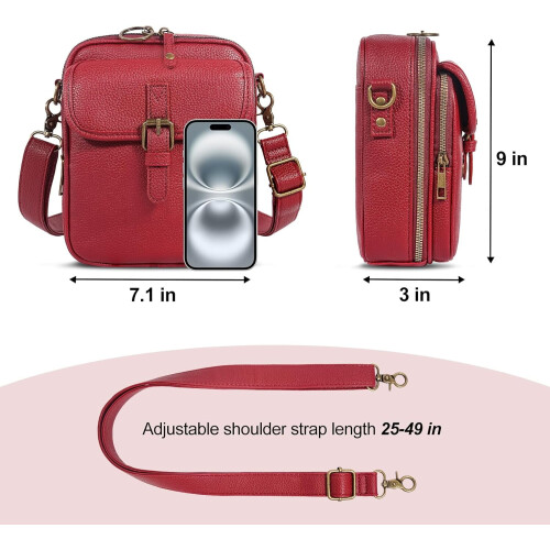 Γυναικεία τσάντα Messenger από δέρμα vintage – Μεγάλη χωρητικότητα χιαστί με 1