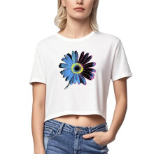 Top cropped feminino moderno com estampa floral - Blusa ousada que deixa o umbigo à mostra, tamanhos grandes do XS ao XL, básico e confortável em