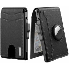 Slim Aluminum Pop-Up Money Clip Wallet with RFID Blocking, Credit Card Slots, Bifold Minimalist Design – Compatible with XX-Black