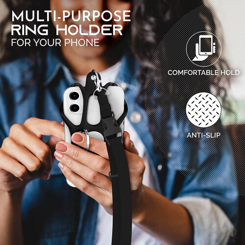 Cordão universal para celular com suporte de argola e base, compatível com iPhone e a maioria dos smartphones (4"-6,5") 2
