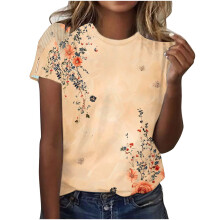 Dames zomer sweatshirt met vintage bloemenprint en ronde hals | Geschikt voor grote maten S-3XL | Casual top van polyester-spandexmix