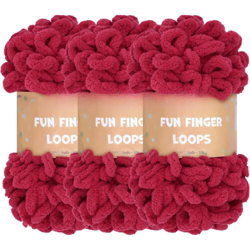 JubileeYarn Νήμα Fun Finger Loops Jumbo Polyester 100g/Κούμπωμα 3 Κουβάρια