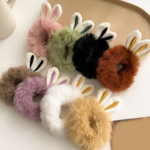 Haarelastiekjes, scrunchies met pluche konijnenoortjes, zachte, elegante elastische haarbanden, haarelastiekjes.
