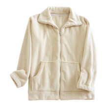 Damen Winter-Fleece-Pyjama aus warmem, kuscheligem Flanell mit durchgehendem Reißverschluss, Taschen, langen Ärmeln und hohem Kragen, Übergrößen