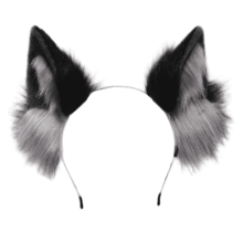 Haarbanden voor dames, met parelversiering en vossenoren, comfortabele en verstelbare haaraccessoires voor meisjes, grijs.