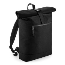 (One Size, Black) Bagbase Rolled Top Recycled Backpack