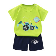 Zweiteiliges Sommeroutfit für Jungen und Mädchen, Kurzarmtop und Shorts mit Cartoon-Print, Kinderanzug, 5-6 Jahre
