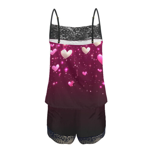 Γυναικείο σετ πιτζάμας Cami & σορτς με σχήμα καρδιάς για την ημέρα του Αγίου 2
