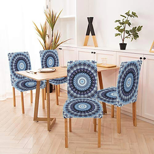Καλύμματα καρέκλας Mandala Abstract (Σετ 4 τεμαχίων), Ελαστικά, Αφαιρούμενα, Πλενόμενα, 1