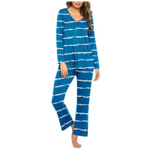 2025 Dames gestreepte sets 2-delige loungesets pyjama top met lange mouwen en bijpassende broek set huispak S-3XL