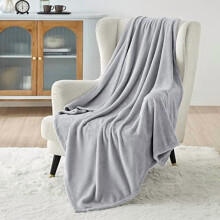 GentleSoft Fleece Throw XL Blanket Light Grey - 300GSM Soft Lightweight Plush Cozy Blankets for Bed, Sofa, Couch, Travel, Camping, 50x70 inches