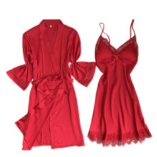 Damespyjama's van zijde, 2-delige set, modieuze en comfortabele kanten pyjamaset, veelzijdige huiskleding.