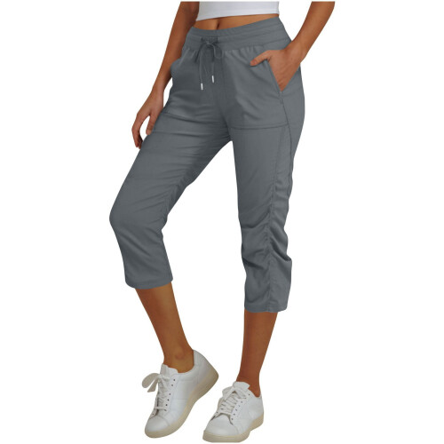 Γυναικείο κολάν από ελαστικό νάιλον spandex 7/8 με τσέπες, ελαστική μέση – ελαφρύ,