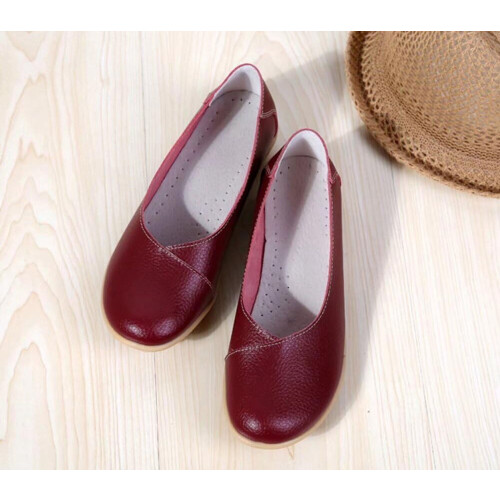 Γυναικεία Δερμάτινα Παπούτσια Loafers Μονόχρωμα Slip-on Flat Παπούτσια Άνετα Casual Φλατ για 1