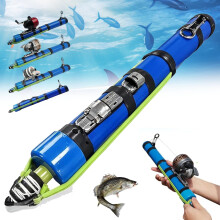 Adjustable Latex Tube Fishing Catapult Rod, Telescopic Lure Launcher, 30m Max Cast, for Families, Kids, Outdoor Anglers, Travel & Hunting