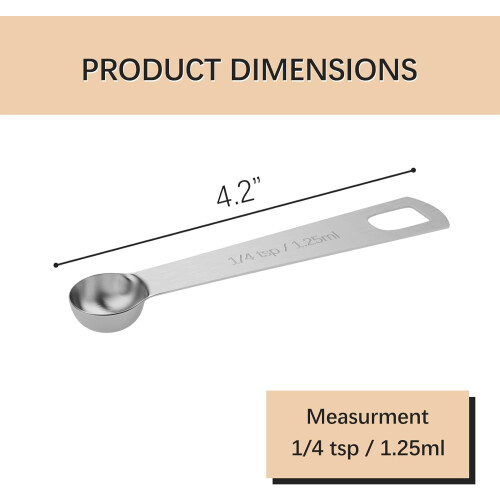 2 τεμάχια 1/4 κουταλάκι του γλυκού (1,25 ml) μεμονωμένο κουτάλι μέτρησης, μόνο 1