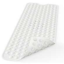 Alfombrilla de baño antideslizante extralarga con orificios de drenaje y ventosas, 99 x 41 cm, para bañera y ducha, lavable a máquina, color