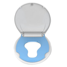 Abattant de toilette rond TROPOW avec siège enfant intégré, fermeture ralentie, installation et nettoyage faciles – Blanc/Bleu, compatible avec