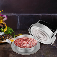 Prensa para hamburguesas ajustable de 5,5" con mango de madera, resistente a la corrosión y reutilizable – Compatible con uso doméstico