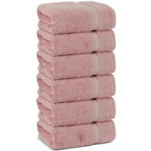 | Serviettes turques premium 100 % coton, qualité hôtel et spa | Douces et absorbantes (Lot de 6 serviettes pour les mains, roses)