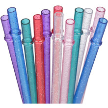 11-tommers gjenbrukbare sugerør av plast, erstatningssugerør for 24-40 oz / glass, tåler oppvaskmaskin, sett med 12 med rengjøringsbørste (6
