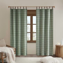 Panou de perdea Anaheim Plaid, căptușit cu fleece, 127 cm lățime x 277 cm lungime