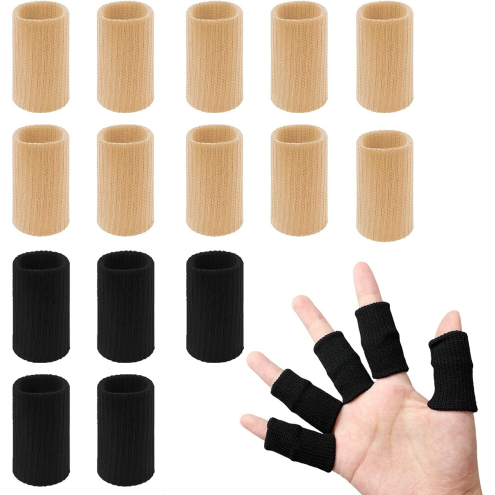 Black 20 Pcs Finger Splints & Compression Sleeves For Arthritis, Trigger Finger, Pain Relief Â + Skin Tone
