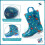 Botas de chuva infantis impermeáveis com luzes, estampas e glitter, com alças, para meninos e meninas. 3