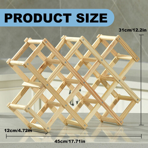 Foldable Wood Wine Rack, Stackable Freestanding Organizer with Scratch Protector – Compatible with Countertops & Cabinets 2