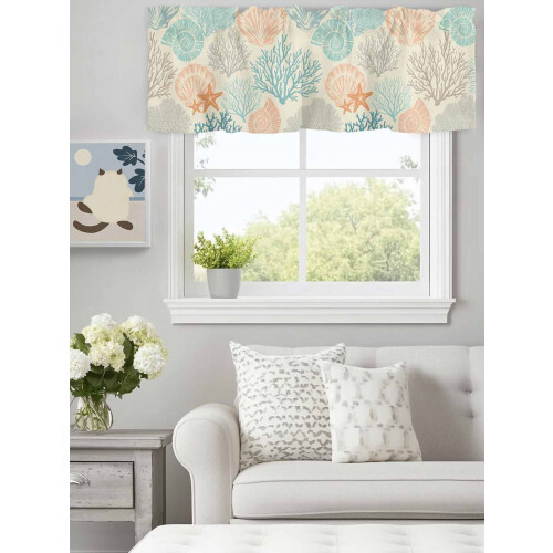 Ocean Coral Shell Valance 42x18in Rod Pocket 2