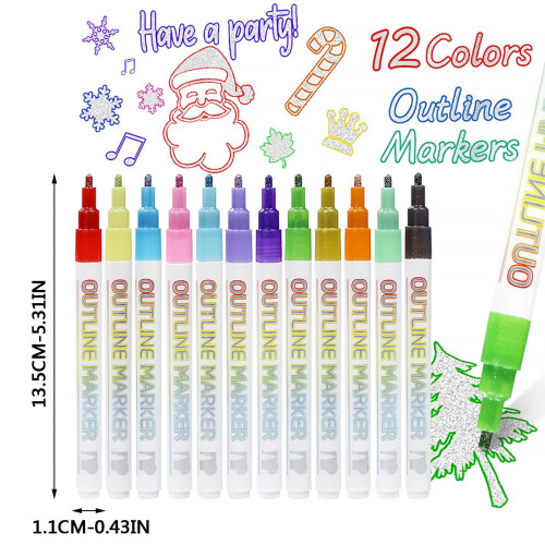 Julkonturpenna Set 12 Färger 10ml 2