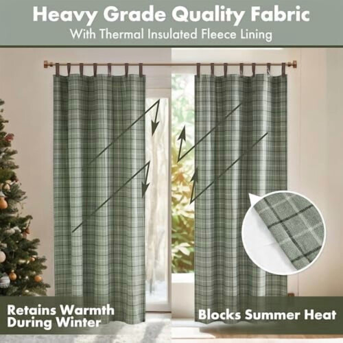 Πάνελ κουρτίνας Anaheim Plaid, με επένδυση από φλις, 50" Π x 108" Μ 2