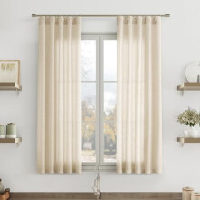 Neutral Linen Blend Curtains 38x54 in, 2 Panels