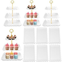 10-delige vierkante dessertpresentatieset met 4 etagestandaards &