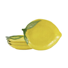 Assiettes à salade citron Bico, lot de 4, 20 cm, en céramique, compatibles micro-ondes