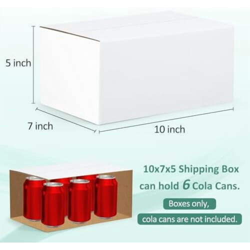 Caixas de papelão ondulado branco para envio, 10x7x5 polegadas, pacote com 30 unidades. 1