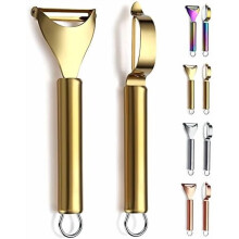 Set di pelapatate in titanio e oro, acciaio inossidabile, 2 pezzi