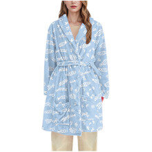 Damesbadjas van flanellen met vissenprint, lange nachtjapon, comfortabele loungewear, maten M-3XL, verkrijgbaar in diverse kleuren.