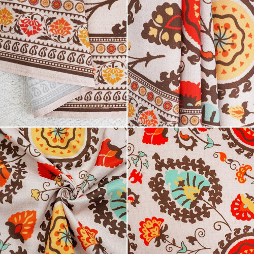 Oval dug 15x21 cm, Vintage Boho Blomsterprint, Polyester 2