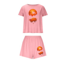 Ensemble pyjama femme imprimé sorcière Halloween, taille élastique douce, manches courtes (S-XL), pyjama confortable pour la maison