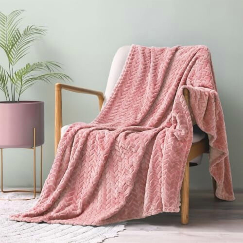 Jacquard-tæppe i polyester med bladmønster 122 x 182 cm 1