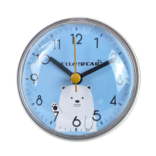 Bathroom Adhesive Suction Cup Wall Clock-little white bear