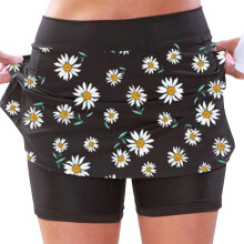 Damen-Tennis-Skort mit hohem Bund, Taschen, Bauchkontrolle und Falten – Schwarz, Größe 3XL, geeignet für Tennis
